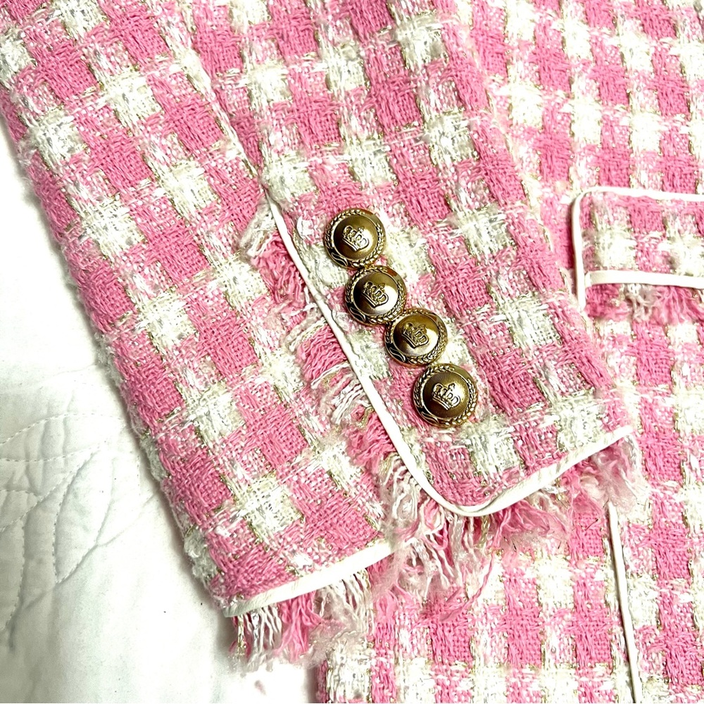NWT WALTER BAKER KENNEDY NAUTICAL TWEED PINK JACKET AND KAILYN SKIRT SET - Picture 11 of 15